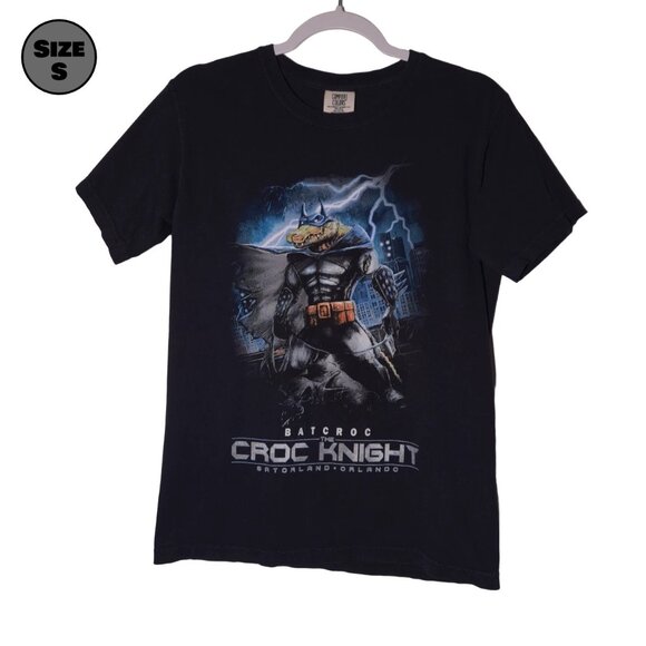 Gatorland: Batcroc The Croc Knight USED Shirt (S, Black, Batman Parody, Orlando) - Picture 1 of 7